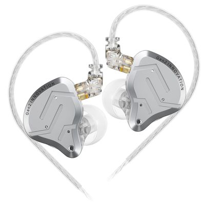 KZ ZSN Pro 2 1BA+1DD in-Ear Monitors Headphones, Silver, No Mic