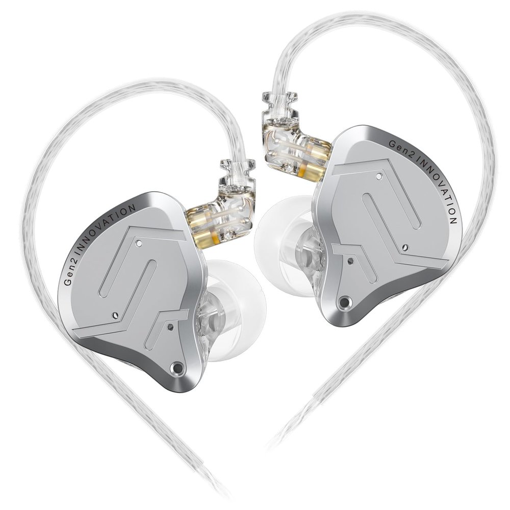 KZ ZSN Pro 2 1BA+1DD in-Ear Monitors Headphones, Silver, No Mic