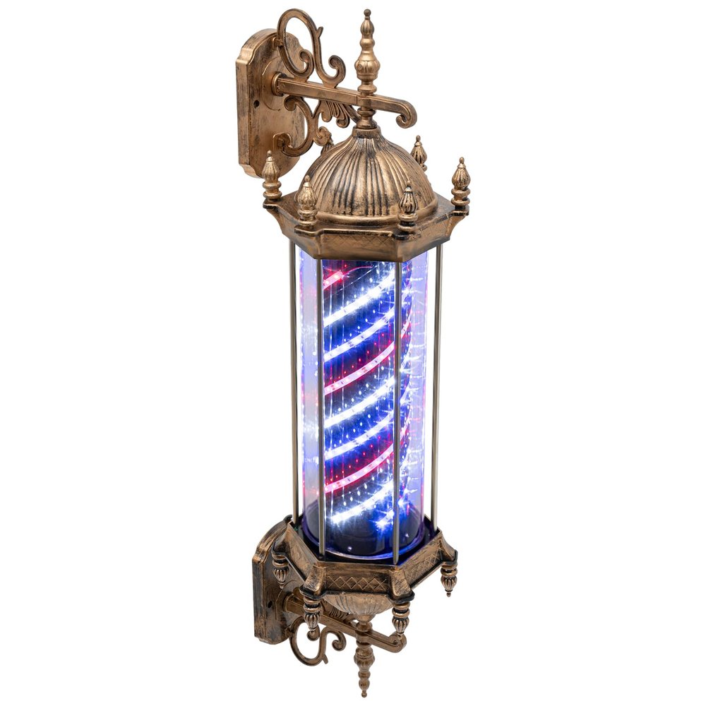 TFCFL 110V Barber Rotating Light,Barber Pole Retro Style Light,Hair Barber Salon Shop Open Sign,Barber Pole Red White Blue Stripes LED Light Wall-Mounted(Red+White+Blue)