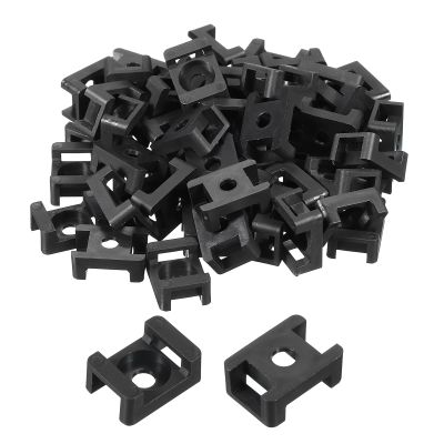 MECCANIXITY 500pcs Cable Tie Base Saddle Type Mount Wire Holder, 0.88"x0.63"x0.35" Wire Clips Organizer Holders Clamps for Electronic Wire Black 0.21"Dia