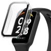 [2-Pack] Waterproof Case for Xiaomi Smart Band 8 Active, Straight Edge PC Front & Back Bumper with Tempered Glass Screen Protector 360 Protective Cover for Redmi Band 2 view 1