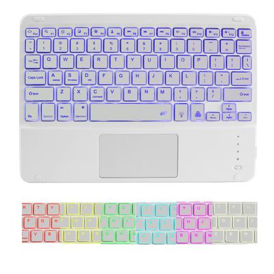 Wireless Bluetooth Keyboard,10-inch Ultra-Slim 7 Color Backlight with Touchpad,Rechargeable Wireless Magnetic Bluetooth Portable Keyboard,for Smartphone Laptop Tablet Travel (White)