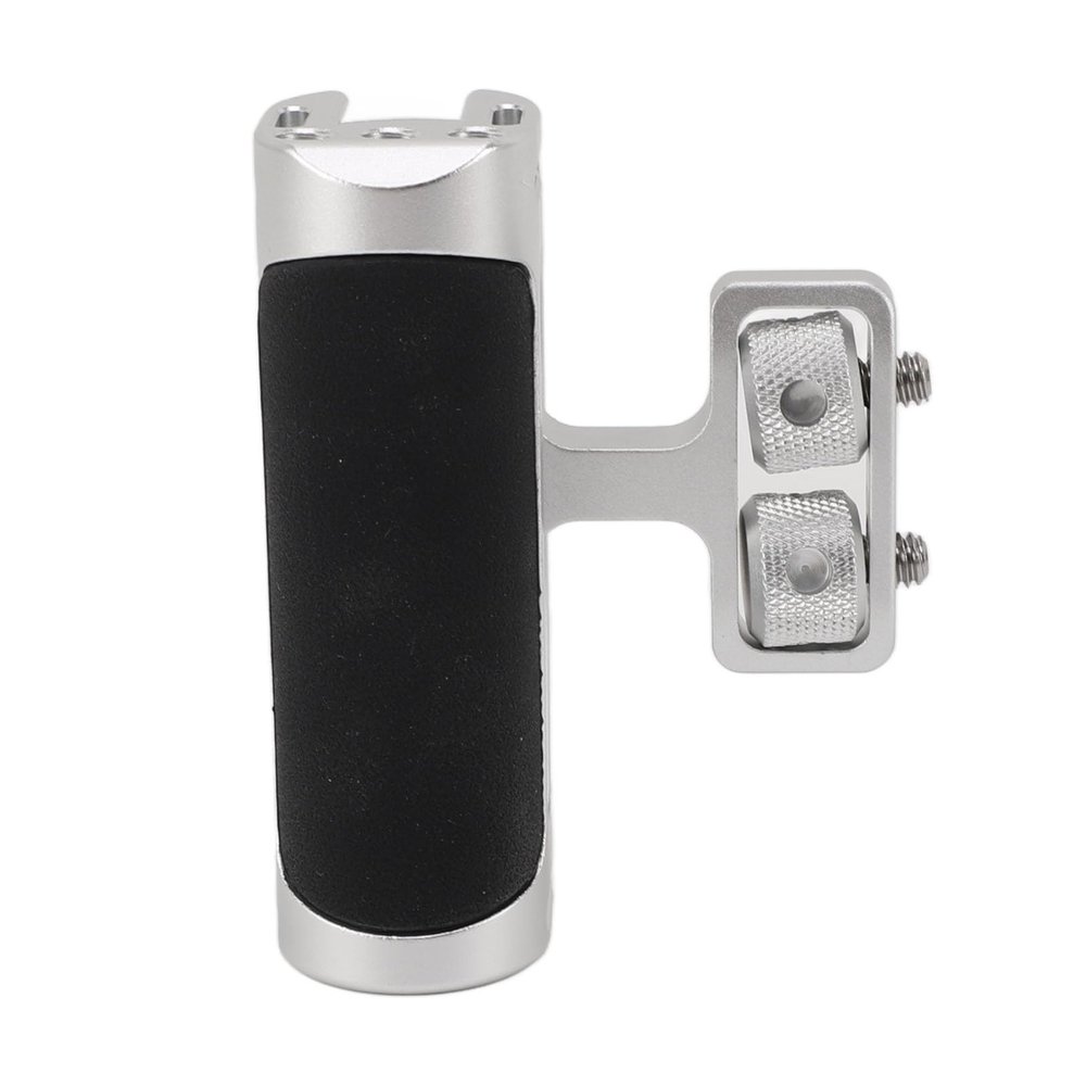 Camera Cage Side Handle, Aluminum Alloy Side Handle Grip with 1/4 Screw Cold Shoe Mount, Adjustable Handle Grip for Photography, Vlogging (Silver)