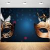 12x8ft Masquerade Backdrop Gold Black Masks Mardi Gras Carnival Photography Background Masquerade Theme Birthday Party Banner Decoration Supplies Photo Booth Props view 1