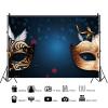 12x8ft Masquerade Backdrop Gold Black Masks Mardi Gras Carnival Photography Background Masquerade Theme Birthday Party Banner Decoration Supplies Photo Booth Props view 2