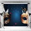 12x8ft Masquerade Backdrop Gold Black Masks Mardi Gras Carnival Photography Background Masquerade Theme Birthday Party Banner Decoration Supplies Photo Booth Props view 3