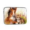 Cute Horse and Cat Print Laptop Case 10 inch Shockproof Protective Notebook Bag Water Resistant Laptop Sleeve view 1