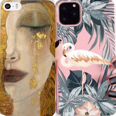 b behover. DEAL 2 for 1 beautiful shell with flamingo painting woman gold