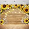 10x6.5ft Sunflower Backdrop Rustic Wood Gold Butterfly Sunflowers Photography Background Sunflower Theme Birthday Baby Shower Party Decoration Supplies Photo Booth Props view 1
