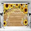 10x6.5ft Sunflower Backdrop Rustic Wood Gold Butterfly Sunflowers Photography Background Sunflower Theme Birthday Baby Shower Party Decoration Supplies Photo Booth Props view 3