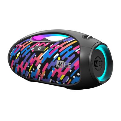 MEE Audio PartySPKR Bluetooth Wireless Speaker, Powerful 60W RMS Stereo Sound, 2 Subwoofers, Dynamic LED Lighting, Party Mode for Connecting 100+; Portable Speaker for Indoor & Outdoor Use, Colorful