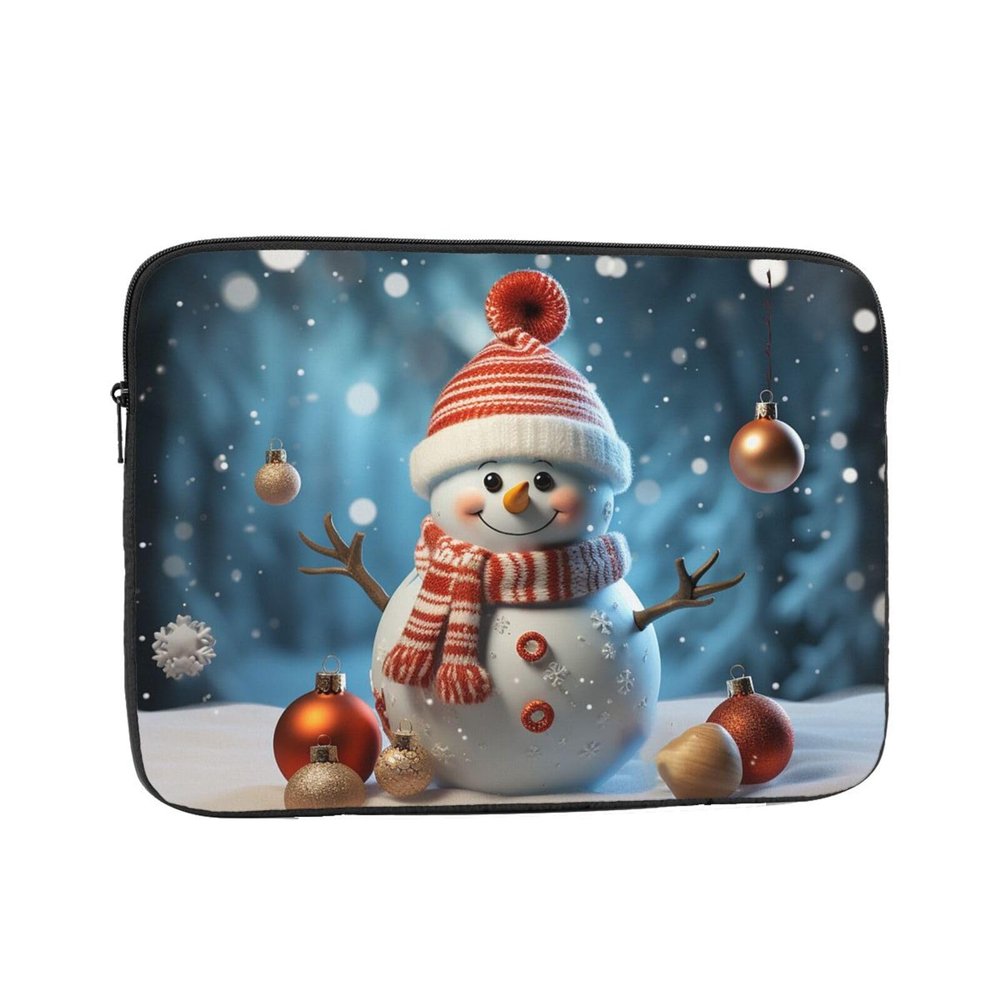 Christmas Ball Snowman Print Laptop Case 10 inch Shockproof Protective Notebook Bag Water Resistant Laptop Sleeve