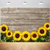 12x8ft Sunflower Backdrop Rustic Wood Floor Sunflowers Photography Background Birthday Child Baby Shower Party Cake Table Banner Decoration Supplies Photo Booth Props view 1