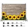 12x8ft Sunflower Backdrop Rustic Wood Floor Sunflowers Photography Background Birthday Child Baby Shower Party Cake Table Banner Decoration Supplies Photo Booth Props view 2