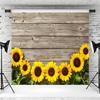 12x8ft Sunflower Backdrop Rustic Wood Floor Sunflowers Photography Background Birthday Child Baby Shower Party Cake Table Banner Decoration Supplies Photo Booth Props view 3