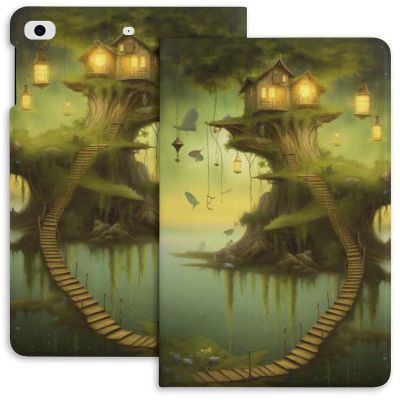 QUOPLMAM Fantasy Landscape Case for iPad iPad mini 5/4/3/2/1(7.9- Inch) iPad mini 6 (8.3-inch, 2021) with Pencil Holder, Protective Case with Soft TPU Back, Auto Sleep/Wake Cover