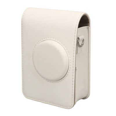 GOWENIC Camera Protective Case, Retro Scratch Proof Soft Lightweight Textured PU Leather Bag for Miniwith Adjustable Shoulder Strap, Ideal Gift (White)
