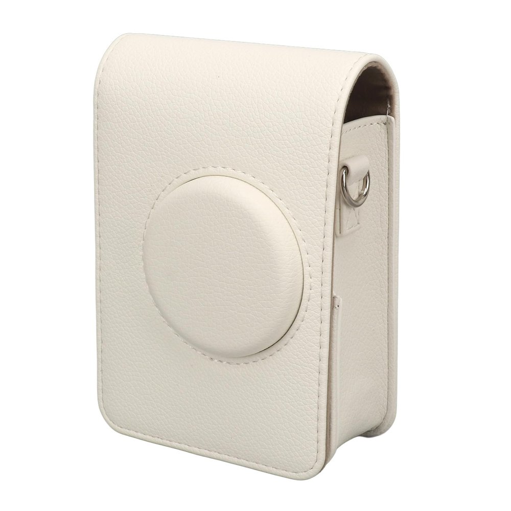GOWENIC Camera Protective Case, Retro Scratch Proof Soft Lightweight Textured PU Leather Bag for Miniwith Adjustable Shoulder Strap, Ideal Gift (White)
