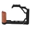 Camera Cage with Wood Handle, Anodized Anti Slip Easy to Install Accurate Modeling Various Handle Installations Secure Screw Fastening for ZFC (Black) view 1