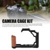 Camera Cage with Wood Handle, Anodized Anti Slip Easy to Install Accurate Modeling Various Handle Installations Secure Screw Fastening for ZFC (Black) view 2