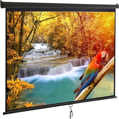 Saicool Projector Screen 100 Inch 16:9 HD Portable Manual Pull Down Projector Screen, Wall Ceiling Mounted Retractable Widescreen for Home Theater Cinema Office Movie TV Game (Black, 100in 16:9)
