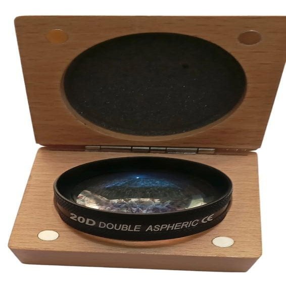 KASHSURG 20D Double Aspheric Lens with Wooden Protective Case.