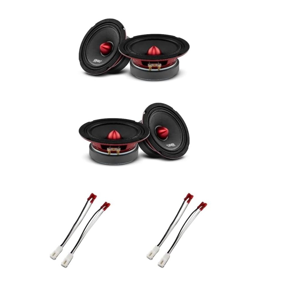 DS18 Car Speakers Bundle 4X 6.5 Midrange Loudspeaker with Speaker Connector Adapter, 500W Max 250W RMS 4 Ohm Seamless Installation Compatible with Jeep Wrangler/Chrysler/Dodge