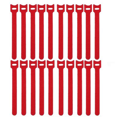 Kable Kontrol Reusable Cable Ties 20 Pack 7 Inch, Red, Cable Management Ties, Cord Wraps for Electrical Cords, Wire Management for Organizing Home, Office and Data Centers