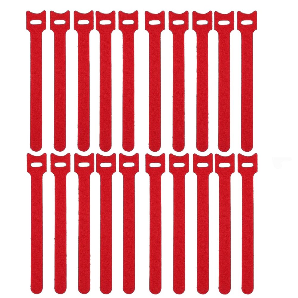 Kable Kontrol Reusable Cable Ties 20 Pack 7 Inch, Red, Cable Management Ties, Cord Wraps for Electrical Cords, Wire Management for Organizing Home, Office and Data Centers