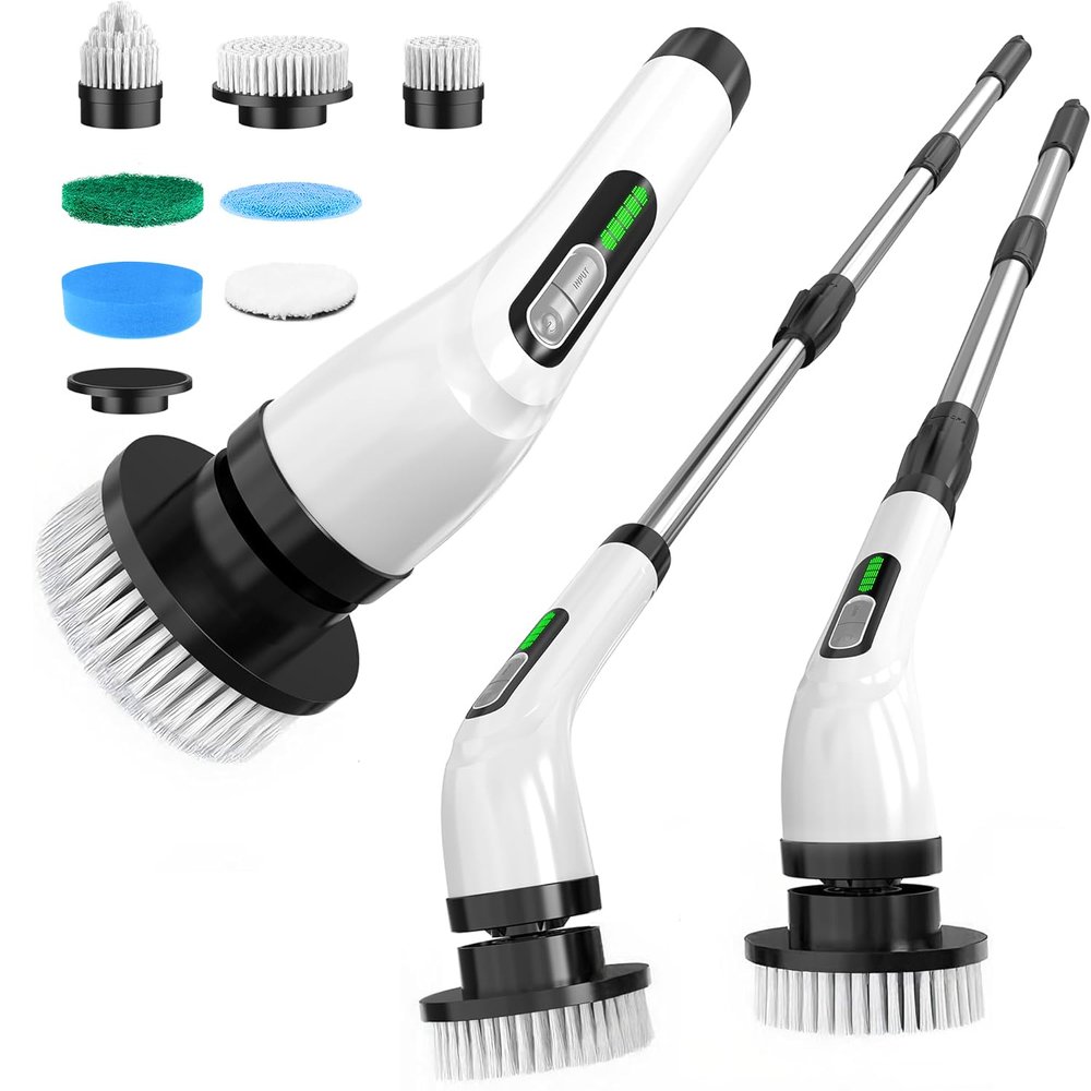Highyes Electric Spin Scrubber for Cleaning Bathroom: Cordless Power Shower Scrubber - Electric Cleaning Brush for Tile Tub