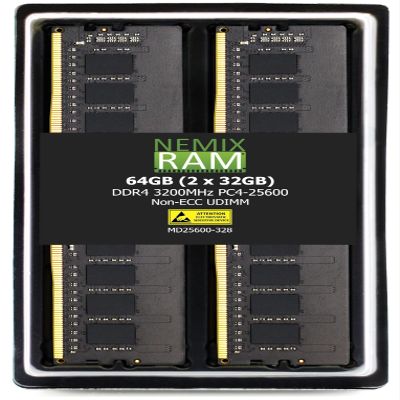 NEMIX RAM 64GB (2X32GB) DDR4 3200MHz PC4-25600 2Rx8 1.2V CL22 288-PIN Non-ECC Unbuffered UDIMM KIT Compatible with ASRock B450M-HDV B450M-HDV R4.0 Motherboards