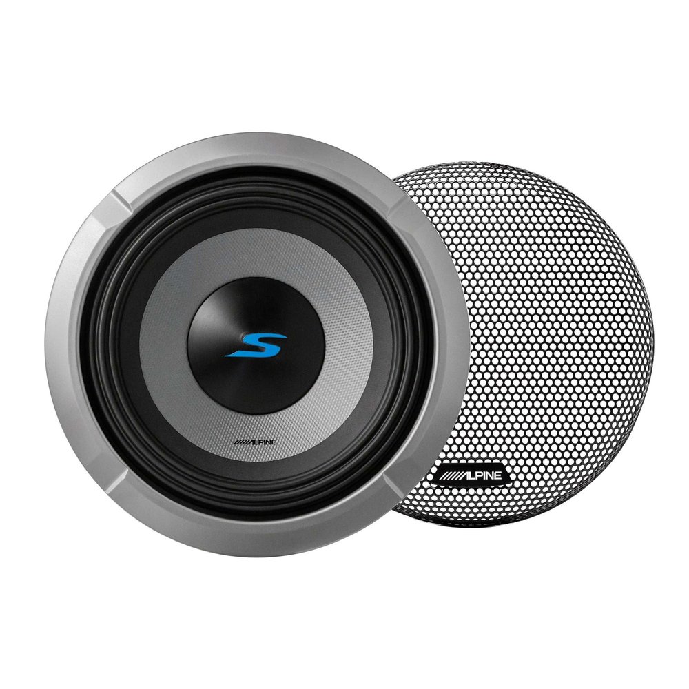 Alpine S2-W8D2 8" S-Series Dual 2 Ohm Car Subwoofer & KTE-8G.3 Grille Bundle