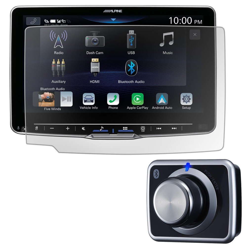 Alpine KAE-HF9DA Anti-Reflective Screen Protector for iLX-F509 & RUX-H02 Next-Gen Remote Bass Knob for Halo Display