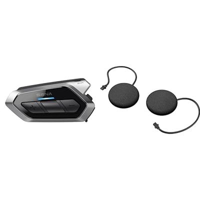 Sena 50R 3-Button Motorcycle Bluetooth Headset w/Sound by Harman Kardon Integrated Mesh Intercom System (Dual) and Speakers for 50R, Black