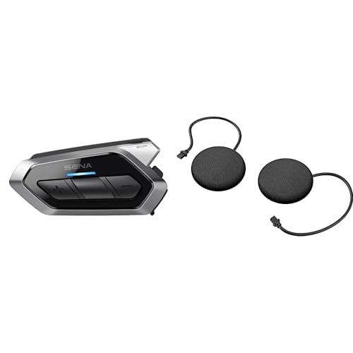 Sena 50R 3-Button Motorcycle Bluetooth Headset w/Sound by Harman Kardon Integrated Mesh Intercom System (Dual) and Speakers for 50R, Black
