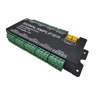CONTIA DC 5V-24V 8-Channel LED Amplifier 12V 8CH Repeater TTL Signal Output for Full-Color IC WS2811/2812B/1903 LED Light Strip