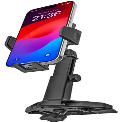 GDZN Adjustable CD Slot Car Phone Mount, [One Button Release] Ultra Sturdy CD Player Phone Holder, Hands-Free Car CD Phone Stand for iPhone 15 Pro Max 14 13 12, Galaxy S24 Ultra 23 22 All 4-7" Phones
