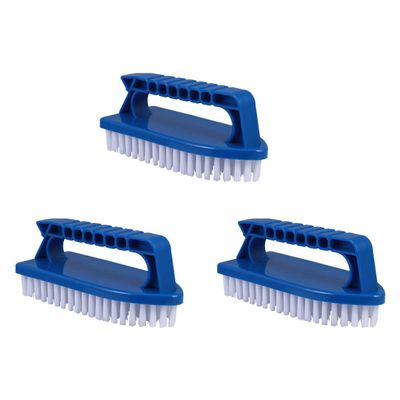 HyKab 3pcs Tub Tools Swimming Grout Heavy Home Carpet Washing Shower Scrub Multi Scrubber Kitchen Walls Countertops Bathroom for Stiff Brushes Tool Duty Laundry Sink Floor Blue Cleaning Brushes