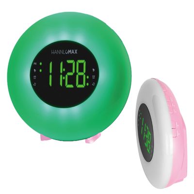 HANNLOMAX HX-162CR AM/FM PLL Radio with Alarm Clock, RGB Mood Light (7 Colors) and Dynamic Mode, 1" LED Display with dimmer Function, AC Operation only (Pink)