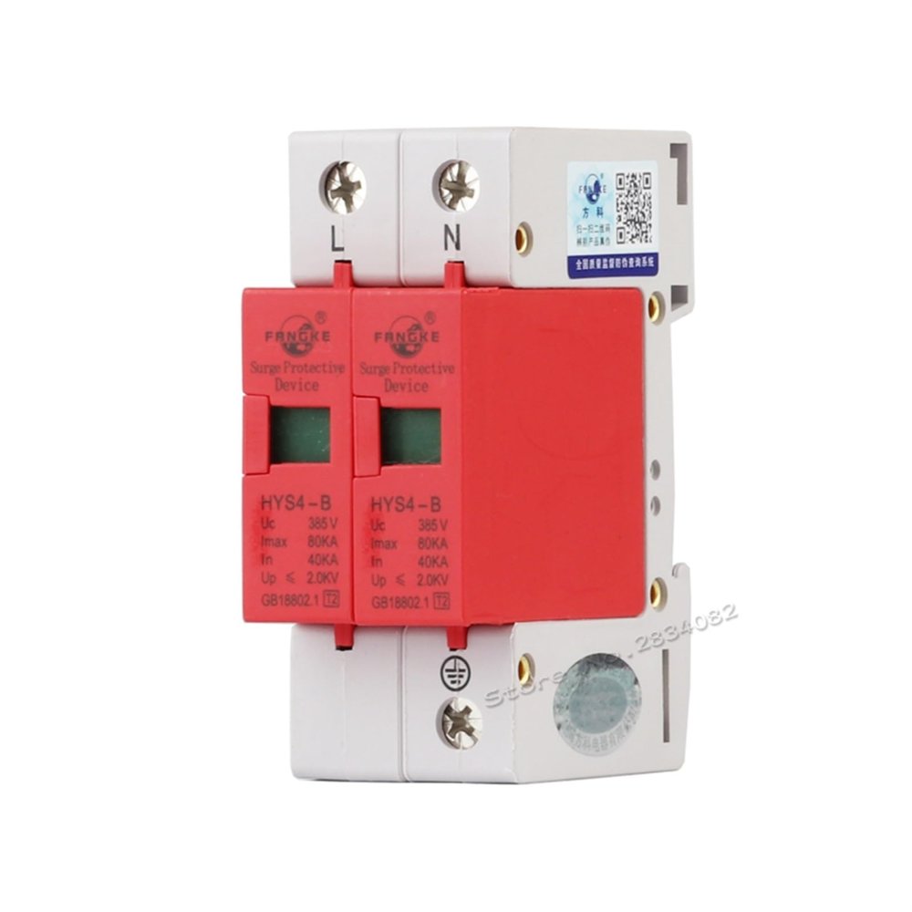 385V 40KA~80KA 2 P 2 Pole SPD House Surge Protector Protective Low-Voltage Arrester Device HYS4-B/2 50hz/60hz din Rail