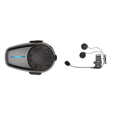 Sena SMH10-10 Motorcycle Bluetooth Headset/Intercom (Single) and SMH-A0301 Helmet Clamp Kit with Boom Microphone for SMH10 Bluetooth Headset, Black