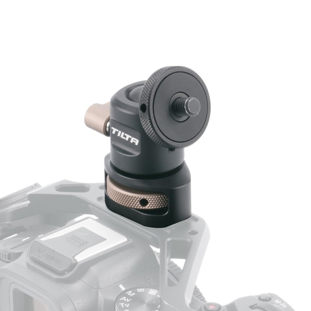 Tilta Mini Ball Head Mount | Adjust Angle of External Monitors or On-Board Lights | Ensures Accessories Stay Secure | Easy to Adjust (1/4"-20 with Locating Pins) TA-MBH-1420-B