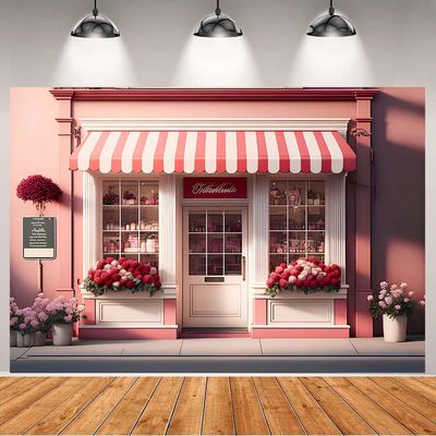 Spring Flower Shop Photography Backdrop Pink Floral Door Decor Newborn Baby Shower Portrait Background Pink Flowers Rustic Wood Door Photography Bridal Shower Background Photo Studio,9x6feet