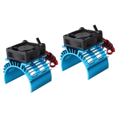 Uonlytech 2pcs Heat Sink System Aluminum Motor Cooling Fan for 1/10 Car 540/550 Brush Motor