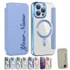 Personalized Leather Textured Flip Phone Case, Luxury Leather Flip Magnetic with Card Holder, Personalized Custom Name Phone Case, for iPhone 15/14/13/12 Pro Max (Light Blue,for iPhone 12Promax) view 1