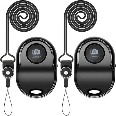 [Upgraded] Bluetooth 5.0 Remote Shutter for iPhone & Android Camera Wireless Remote Control Selfie Button for iPad iPod Tablet, HD Selfie Clicker for Photos & Videos (Black  2 Pack)