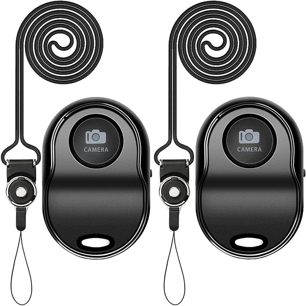 [Upgraded] Bluetooth 5.0 Remote Shutter for iPhone & Android Camera Wireless Remote Control Selfie Button for iPad iPod Tablet, HD Selfie Clicker for Photos & Videos (Black  2 Pack)