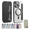 Zlimpty Personalized Leather Textured Flip Phone Case, Luxury Leather Flip Magnetic with Card Holder, Personalized Custom Name Phone Case, for iPhone 15/14/13/12 Pro Max (Black,for iPhone 13) view 1