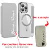 Zlimpty Personalized Leather Textured Flip Phone Case, Luxury Leather Flip Magnetic with Card Holder, Personalized Custom Name Phone Case, for iPhone 15/14/13/12 Pro Max (Grey,for iPhone 15Plus) view 2
