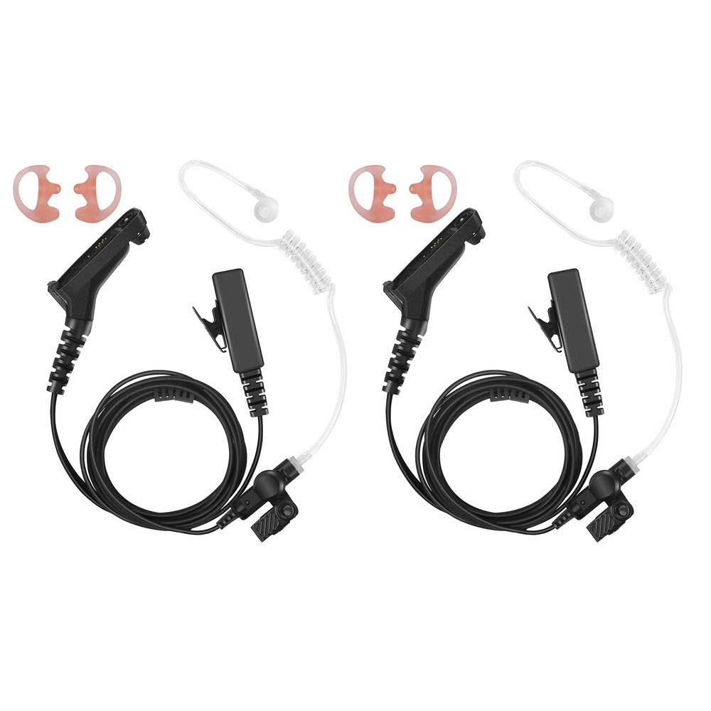 2 Pack APX 6000 Earpiece XPR 7550e Headset Compatible for Motorola Radios APX 8000/7000/4000 XPR 7350e/7580e/7380e/7550/7350 Acoustic Tube with PTT Mic, Surveillance Headset